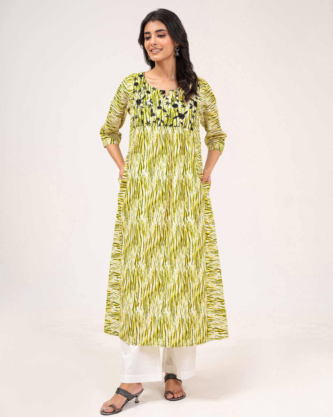 Green Hues Embroidered Pure Cotton Kurta
