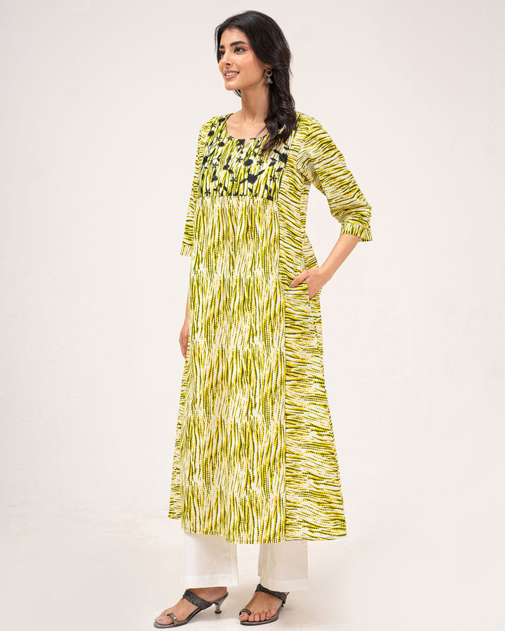 Green Hues Embroidered Pure Cotton Kurta
