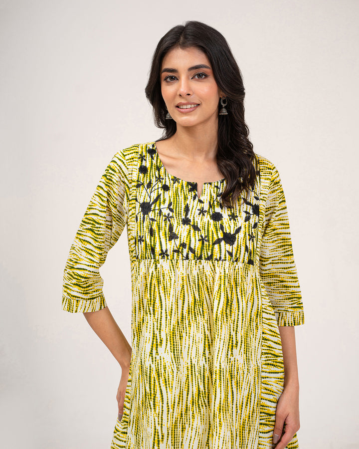 Green Hues Embroidered Pure Cotton Kurta