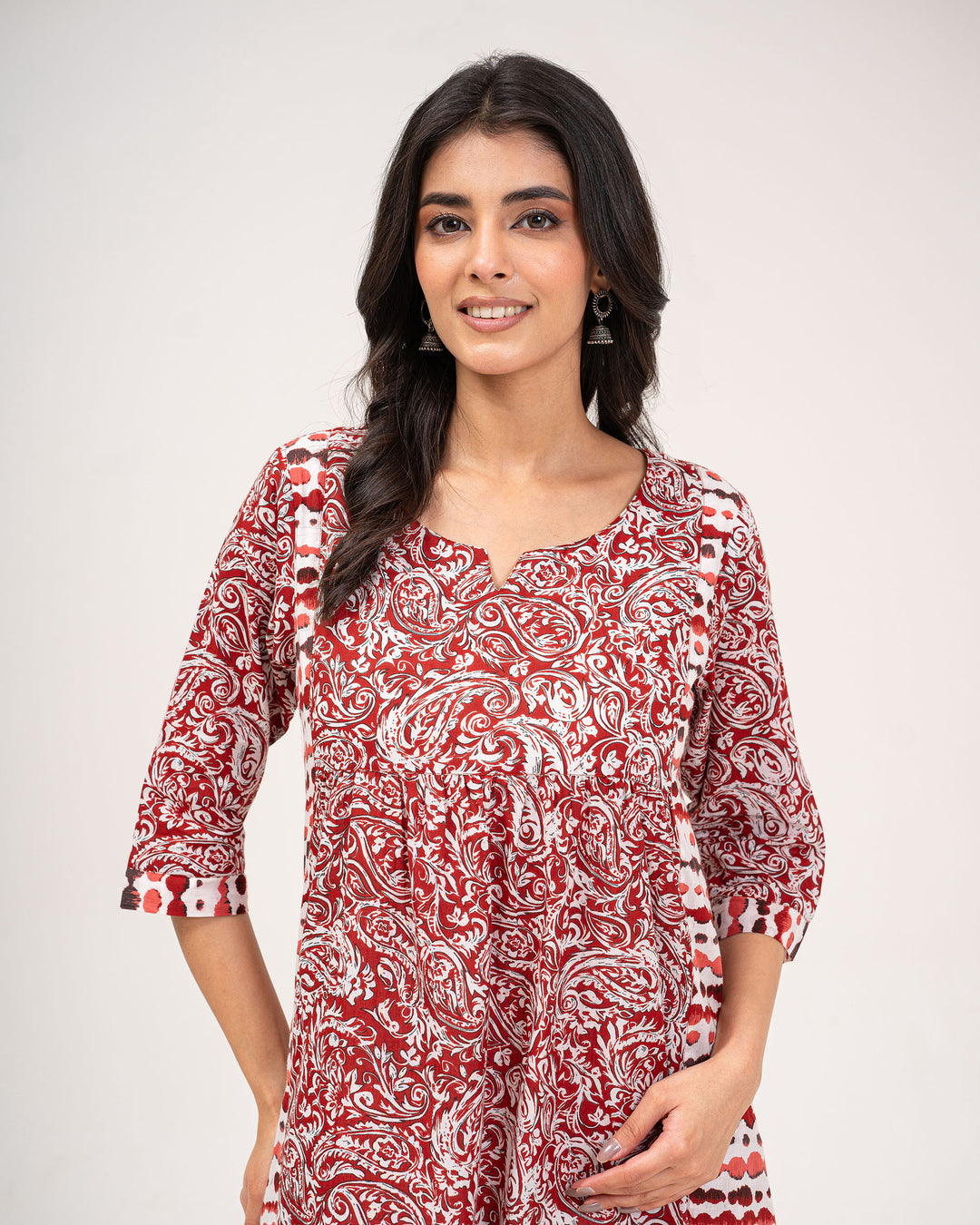 Rust Kery Pure Cotton Kurta