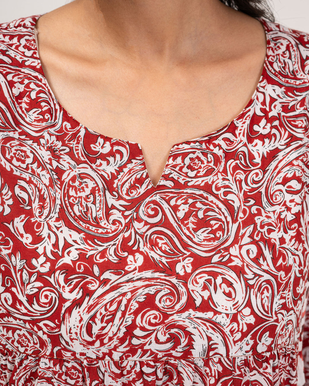 Rust Kery Pure Cotton Kurta