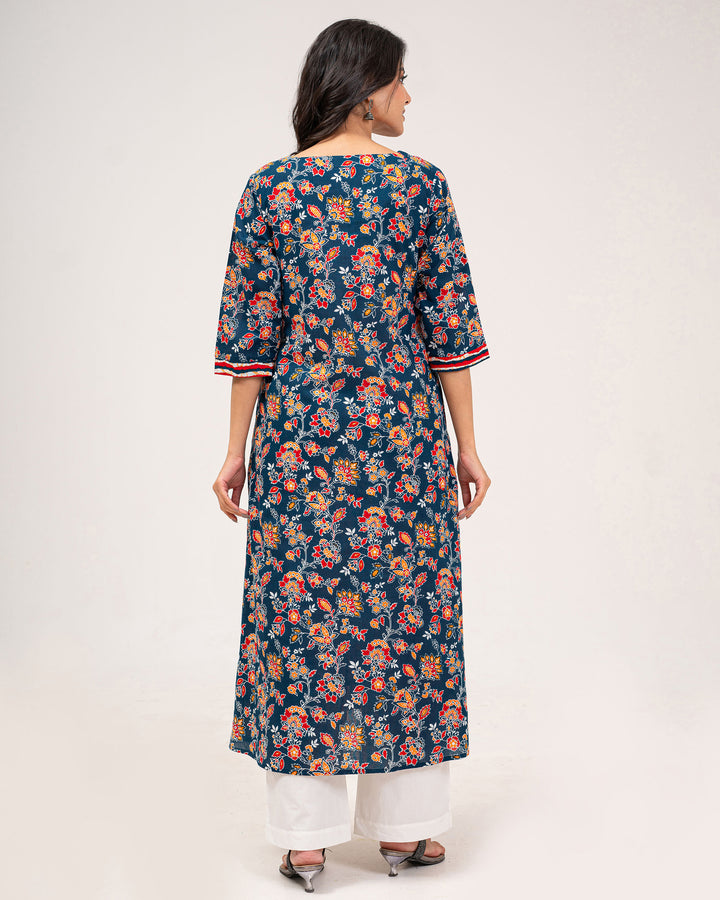 Teal Elegance Pure Cotton Kurta