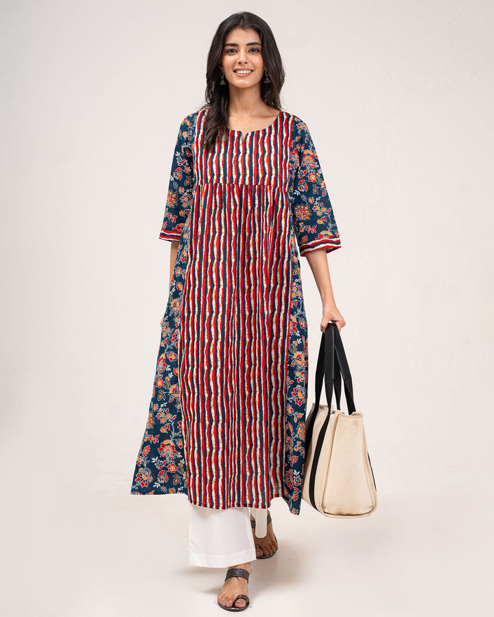 Teal Elegance Pure Cotton Kurta