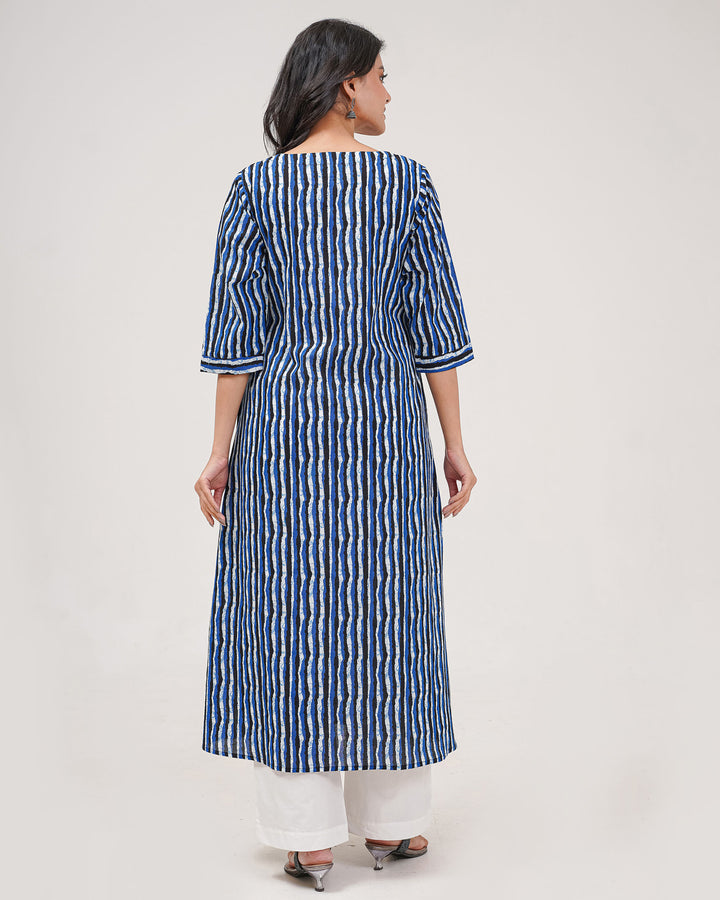 Blue Stripes Pure Cotton Kurta