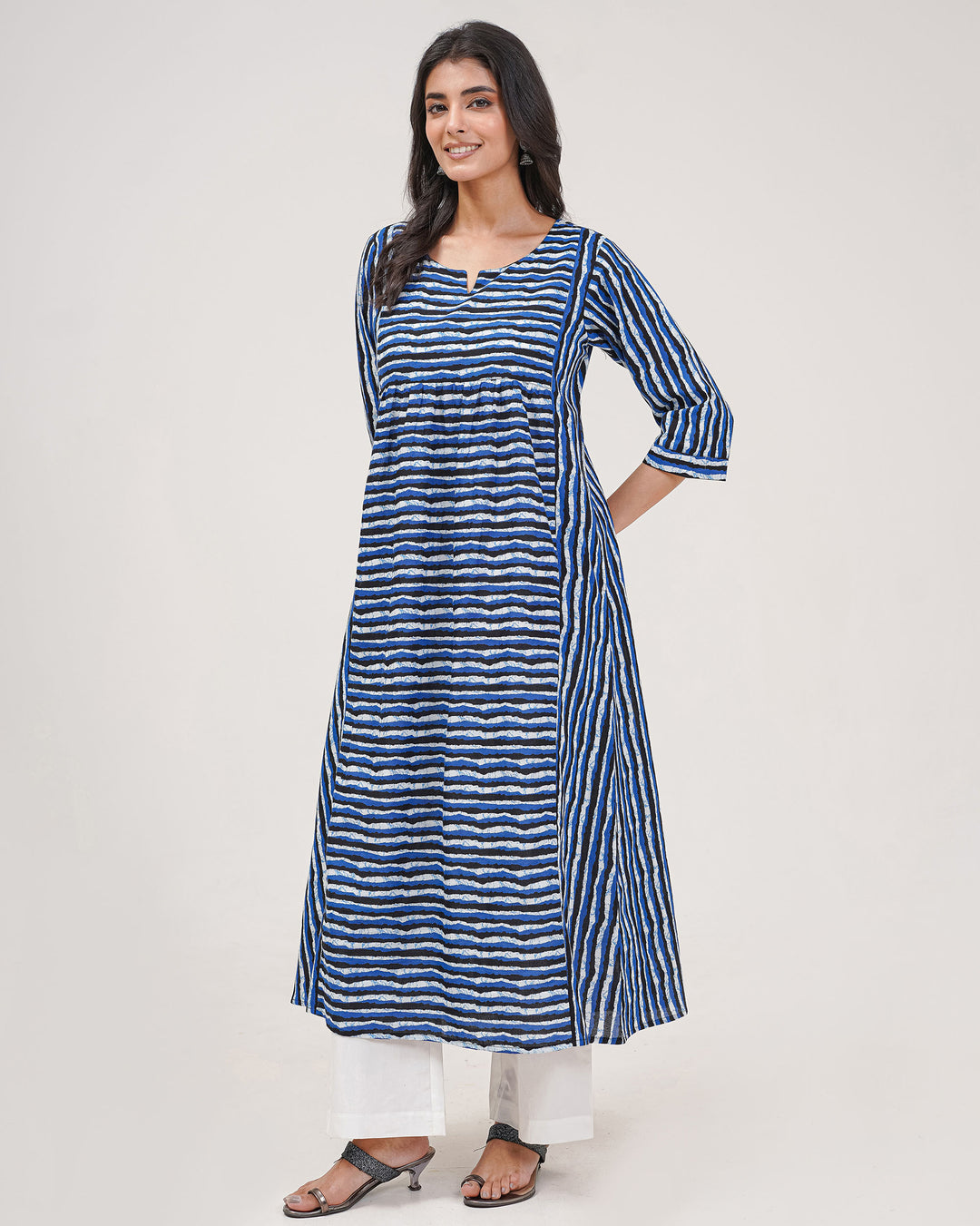Blue Stripes Pure Cotton Kurta