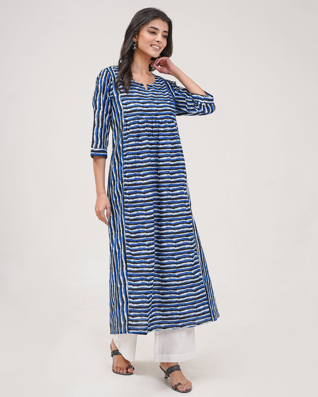 Blue Stripes Pure Cotton Kurta