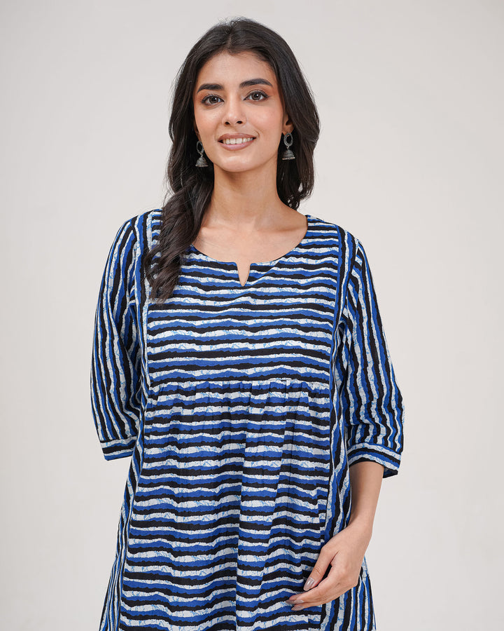 Blue Stripes Pure Cotton Kurta
