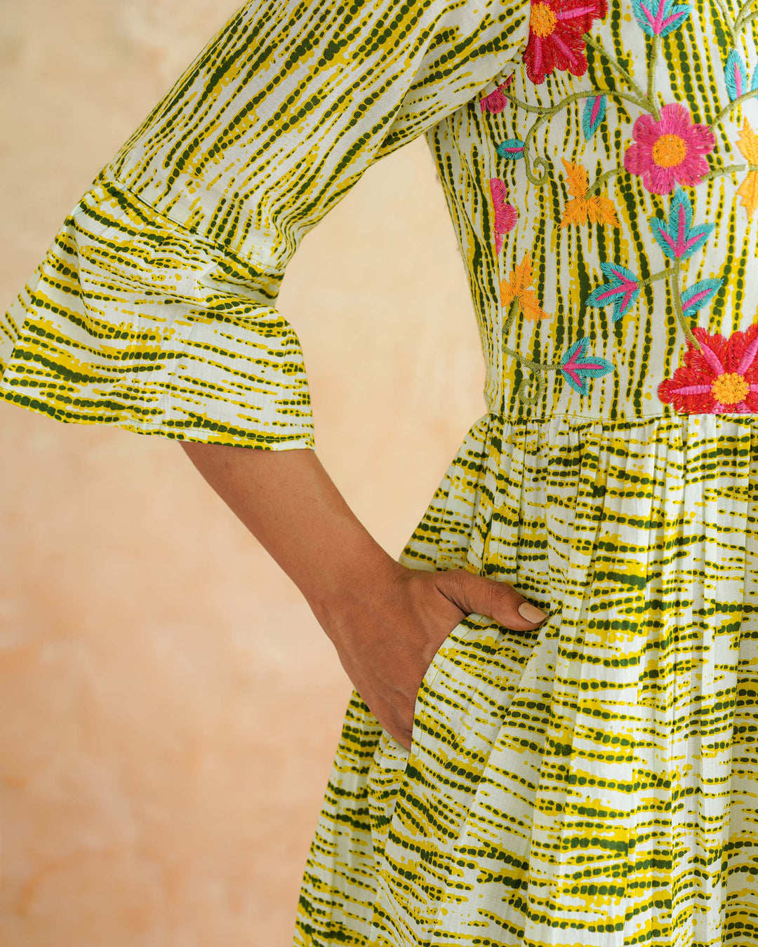 Radiant Floral Whimsy Mom and Daughter Embroidered Dresses