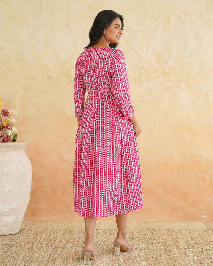 Pink Maze Mom and Daughter Dresses