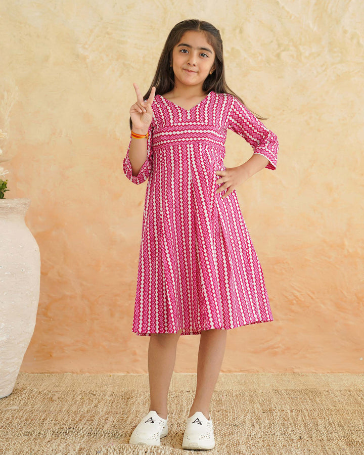 Pink Maze Mom and Daughter Dresses