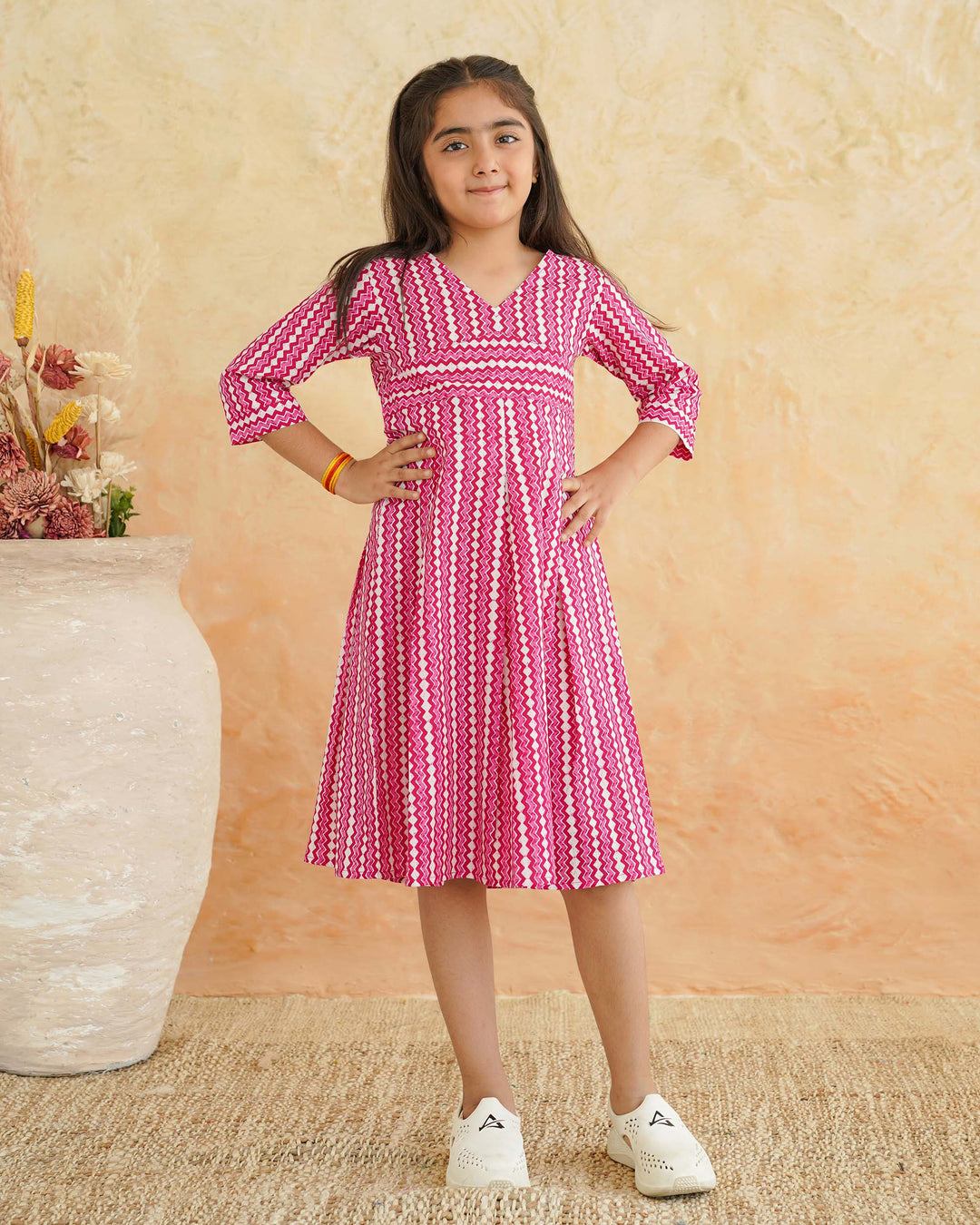 Pink Maze Mom and Daughter Dresses