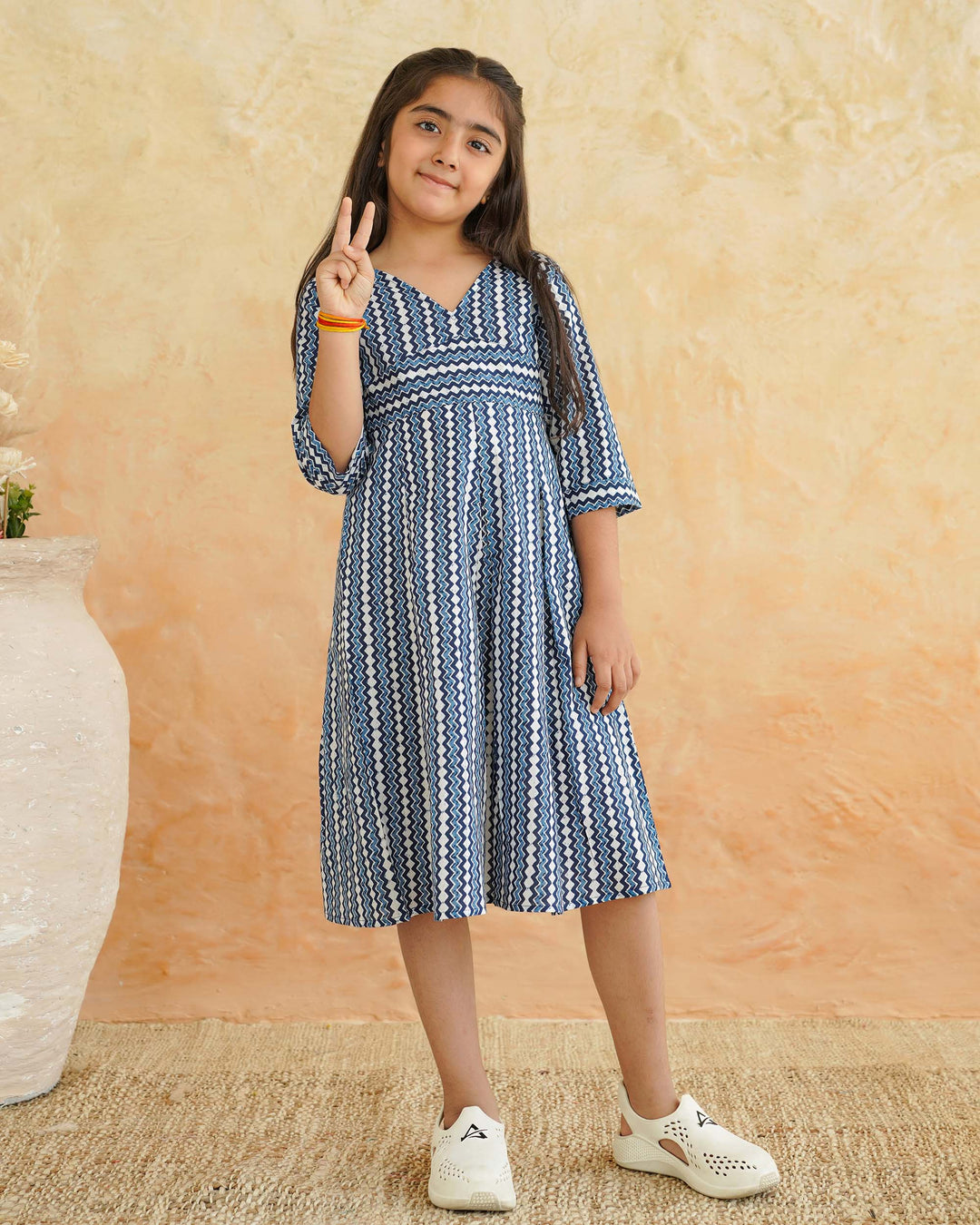 Blue Maze Mom and Daughter Dresses