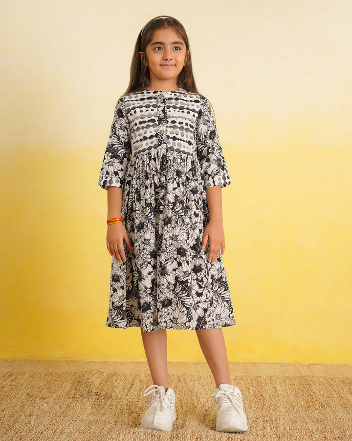 Black Echo Cotton Girl's Dress