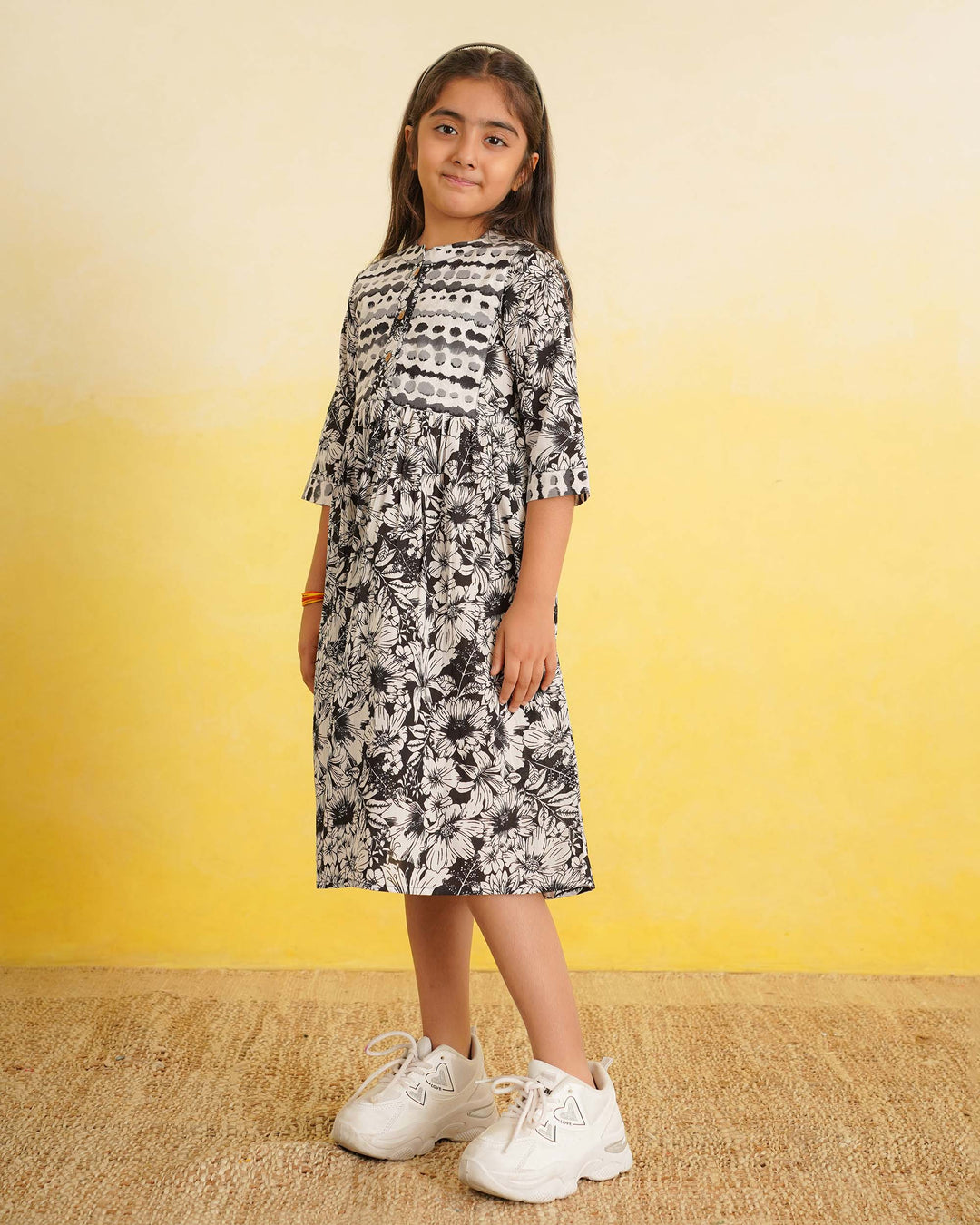 Black Echo Cotton Girl's Dress