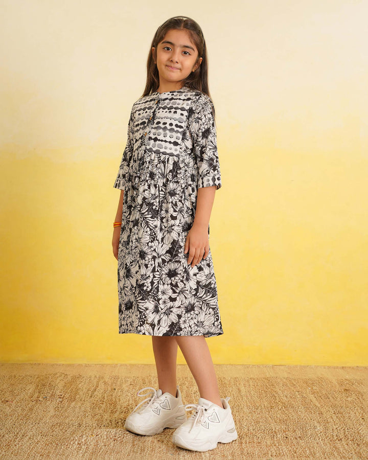 Black Echo Cotton Girl's Dress