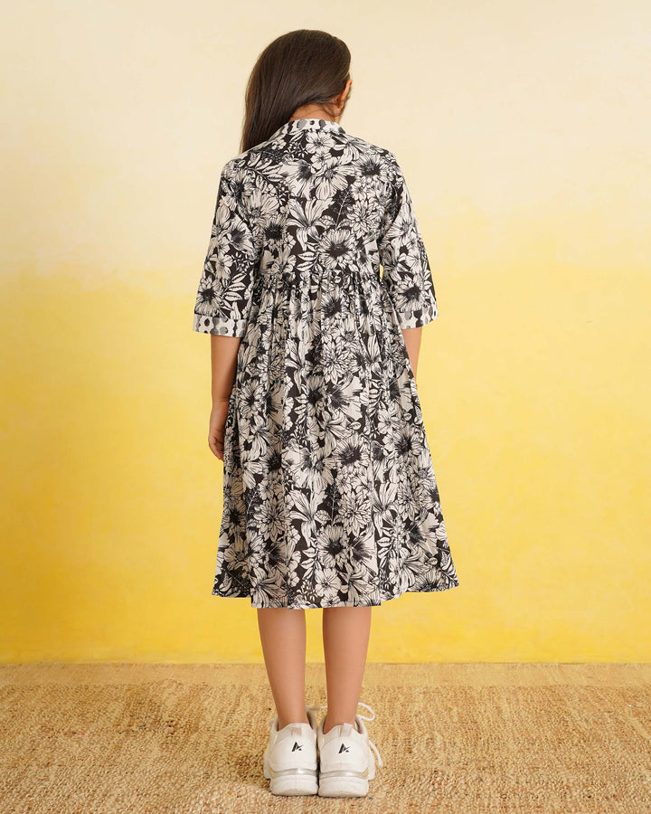 Black Echo Cotton Girl's Dress