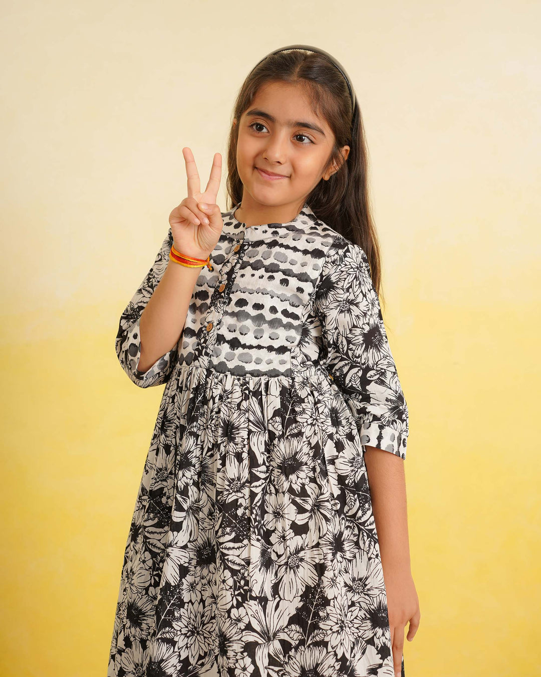 Black Echo Cotton Girl's Dress