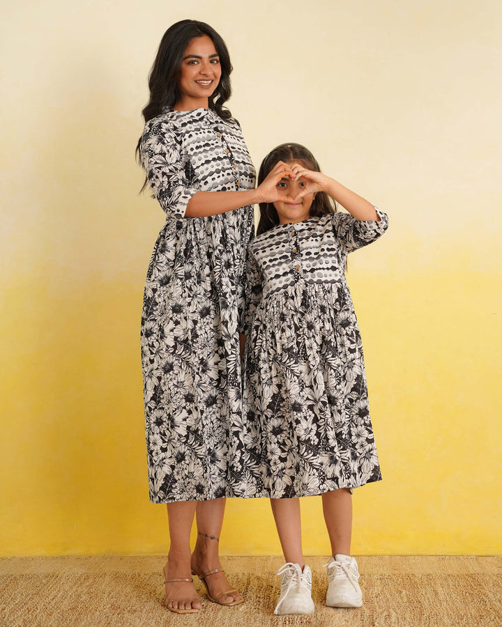 Black Echo Mom and Daughter Dresses
