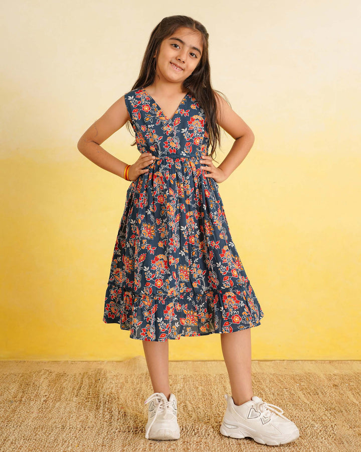 Teal Wildflower Mom and Daughter Dresses