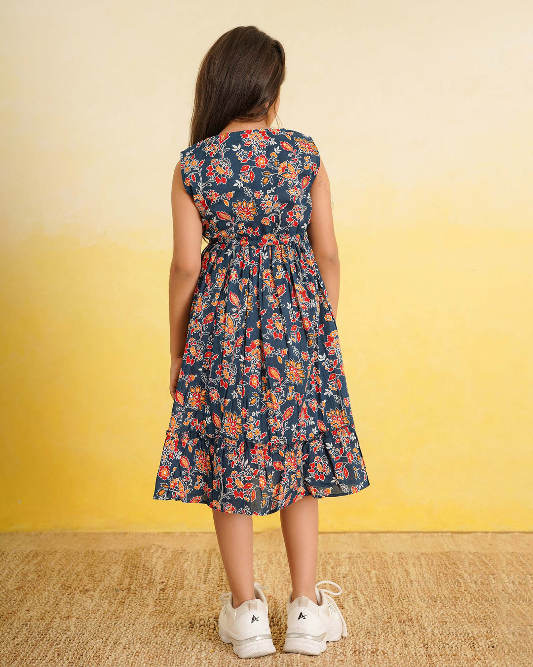 Teal Wildflower Cotton Girl's Dress