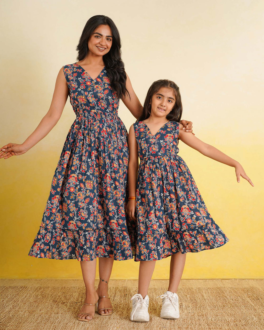 Teal Wildflower Mom and Daughter Dresses