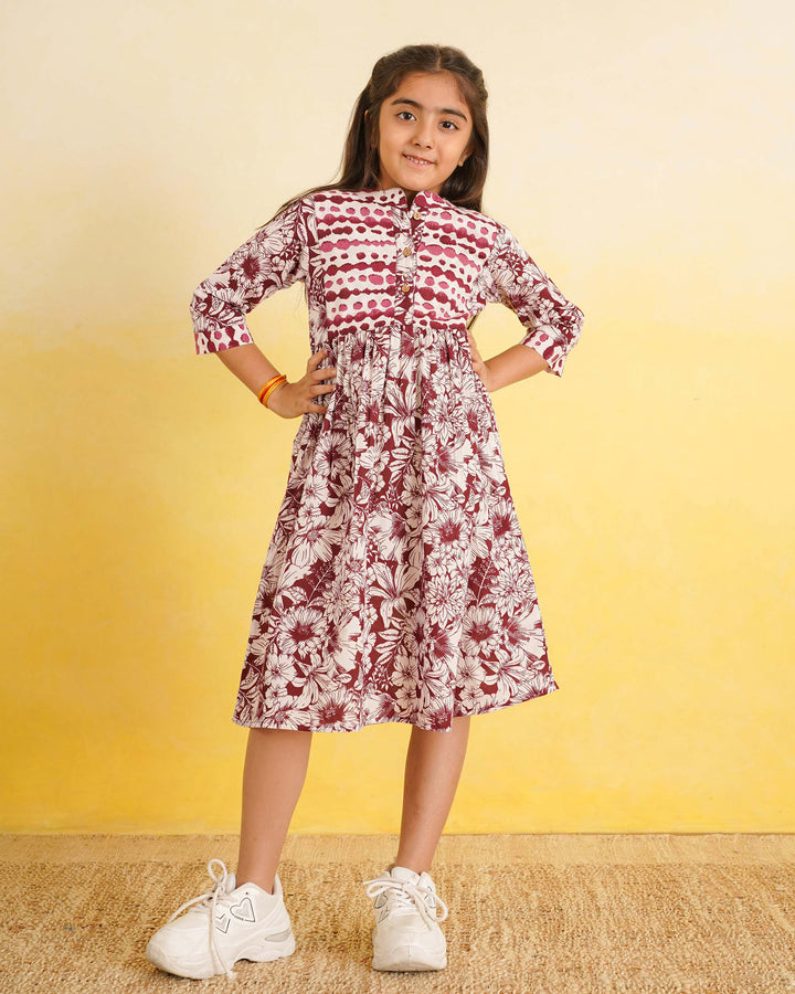Maroon Echo Mom and Daughter Dresses