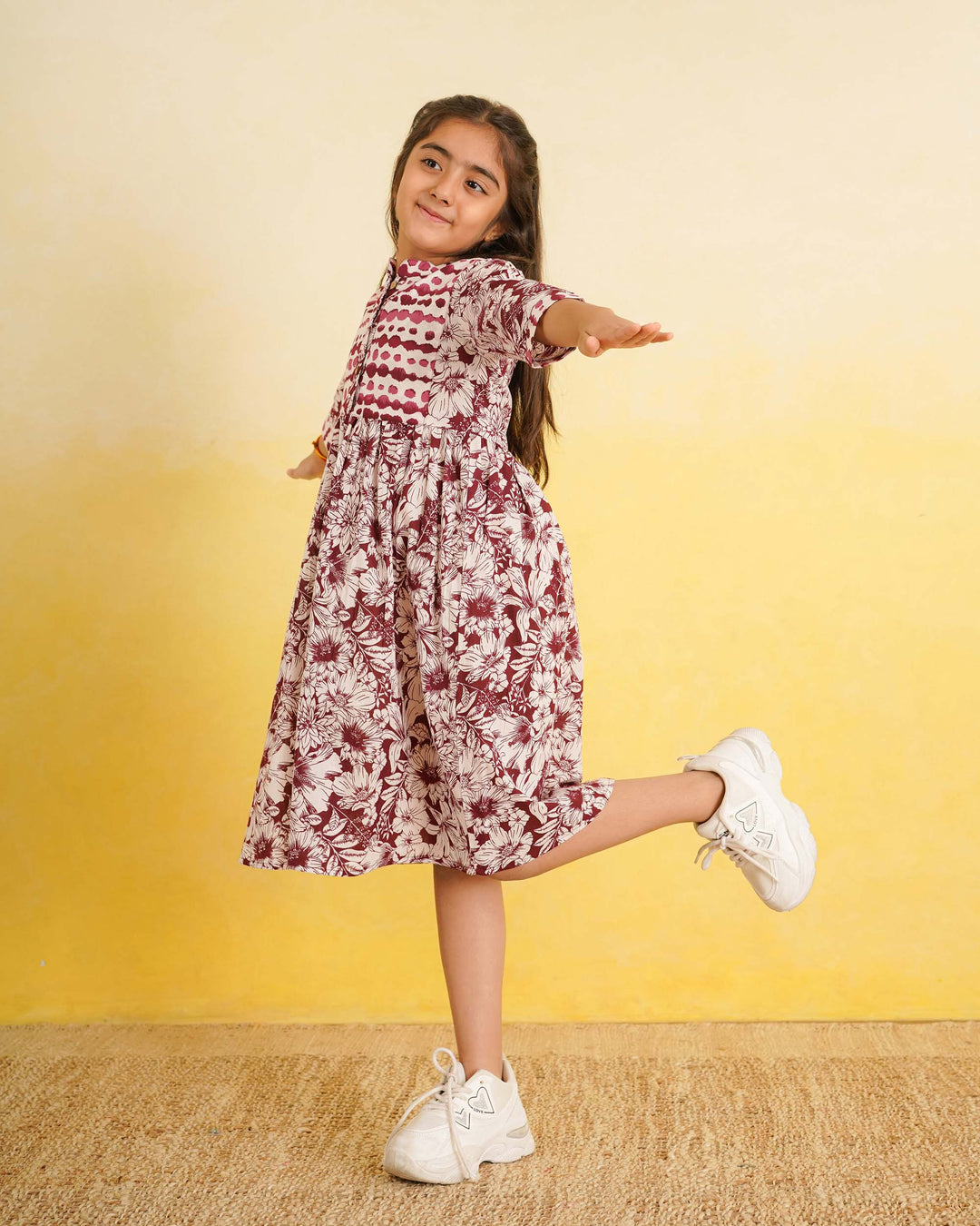 Maroon Echo Cotton Girl's Dress