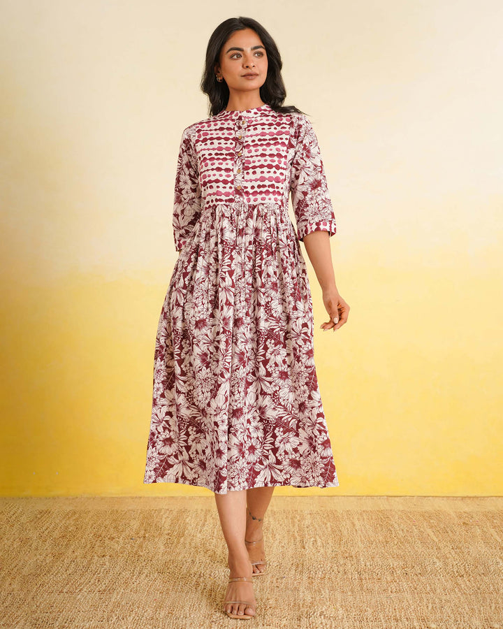 Maroon Echo Mom and Daughter Dresses