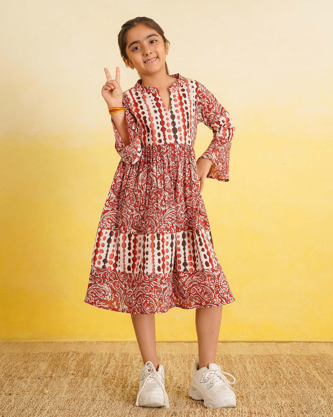 Rust Fusion Mom and Daughter Dresses