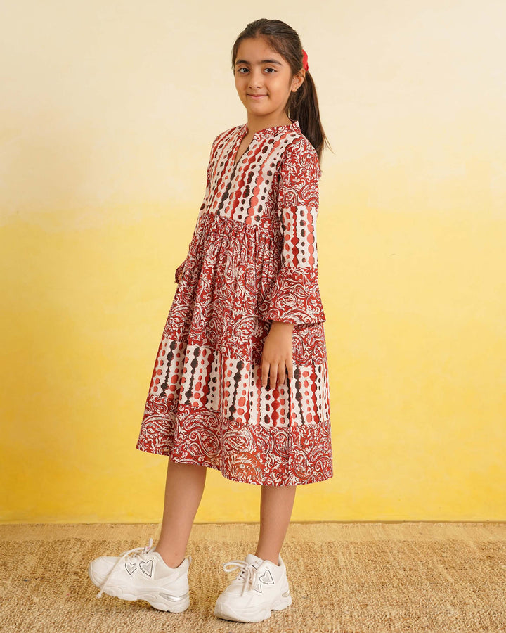 Rust Fusion Mom and Daughter Dresses