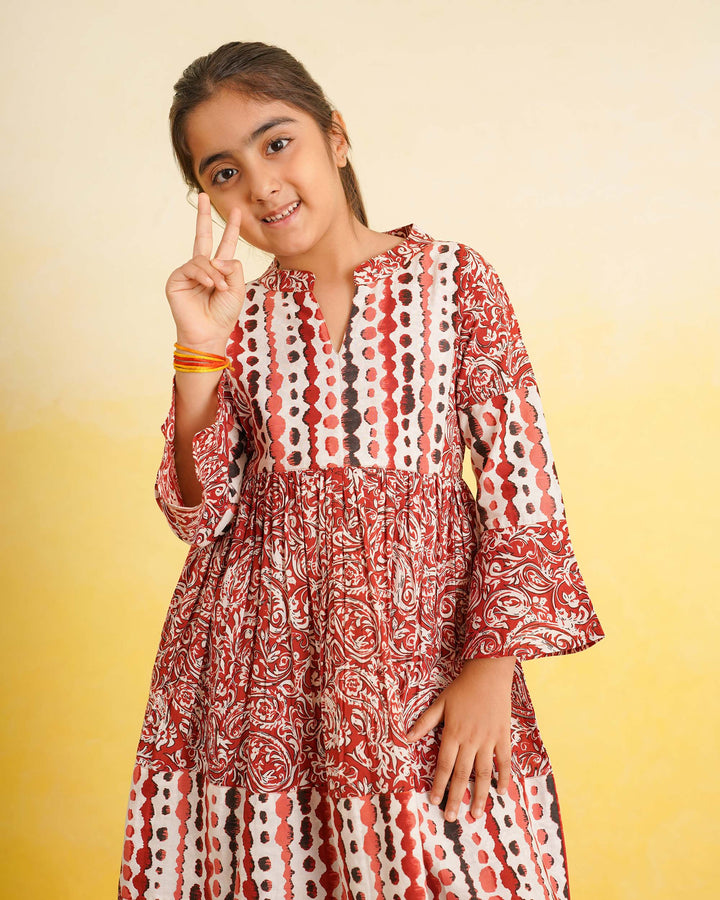 Rust Fusion Cotton Girl's Dress