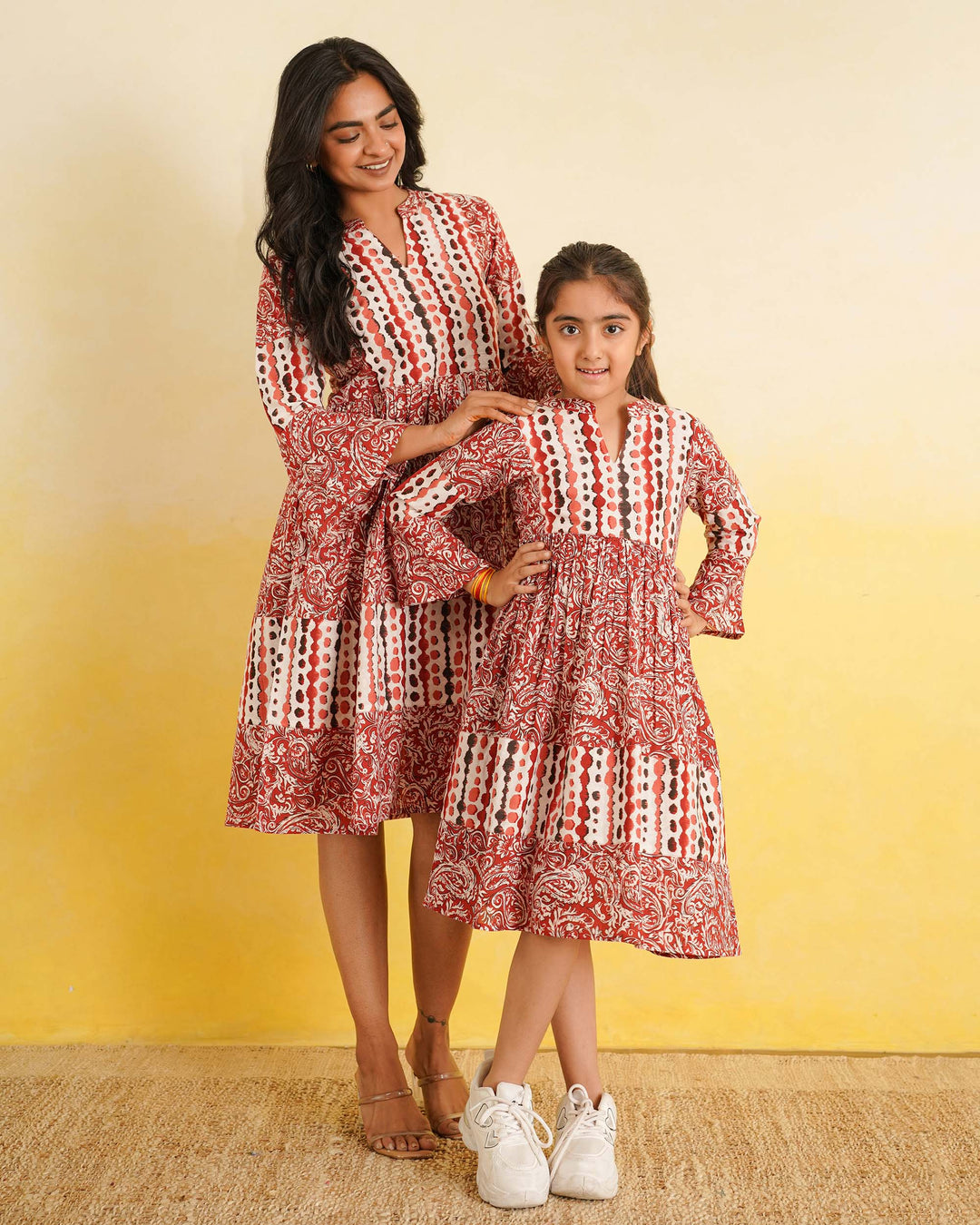 Rust Fusion Mom and Daughter Dresses