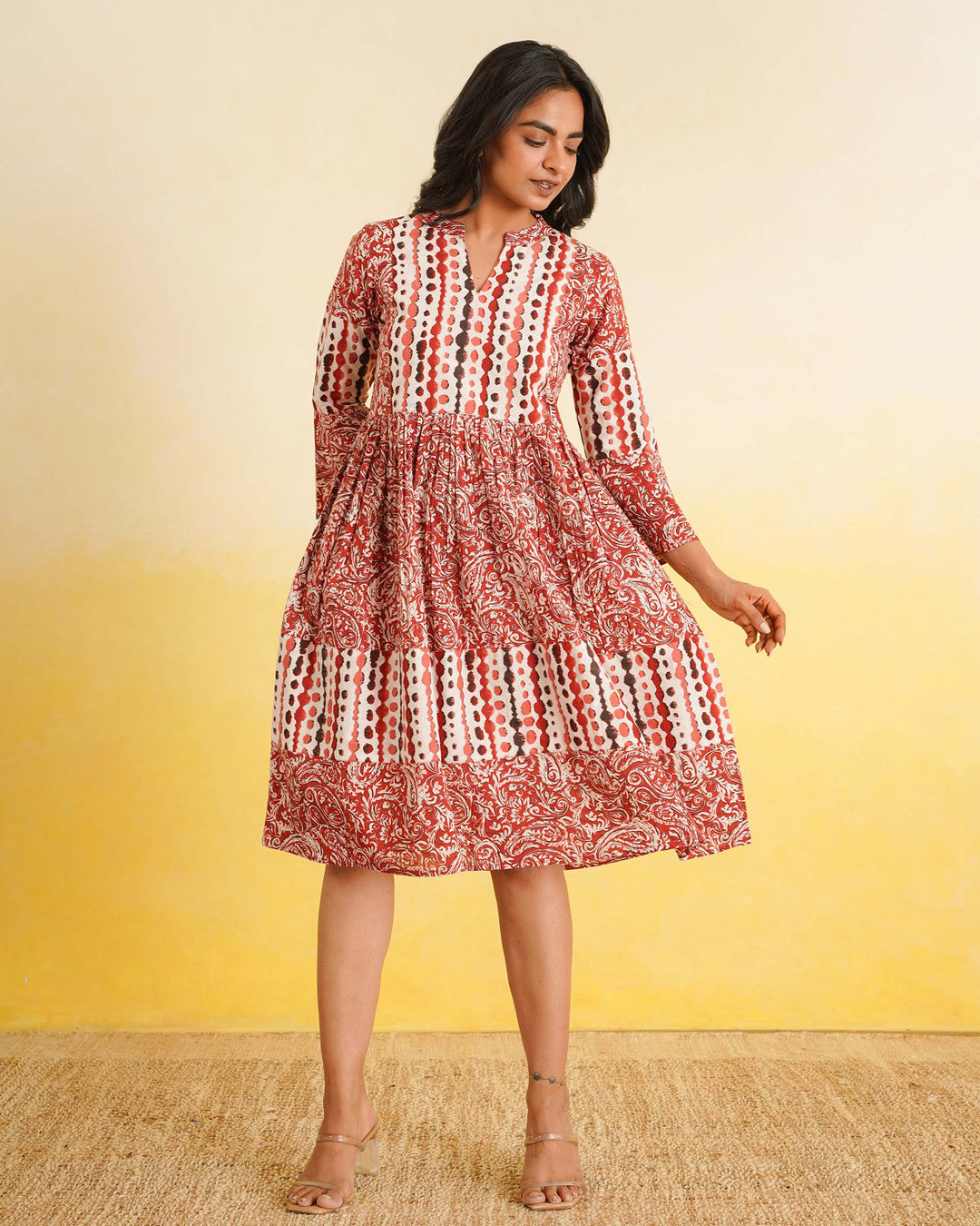 Rust Fusion Mom and Daughter Dresses
