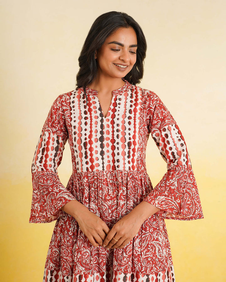 Rust Fusion Mom and Daughter Dresses