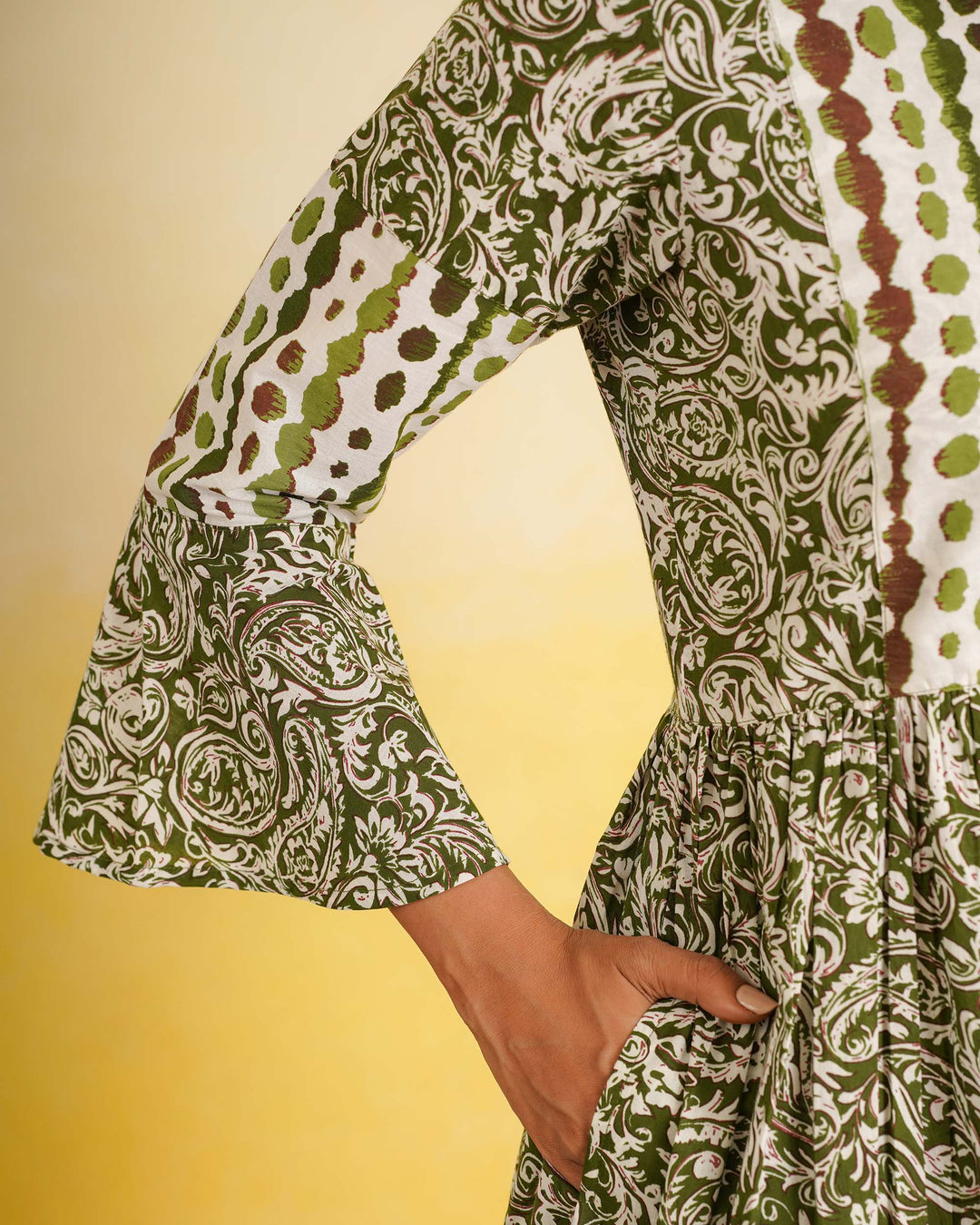 Sage Fusion Cotton Midi Dress with Pockets