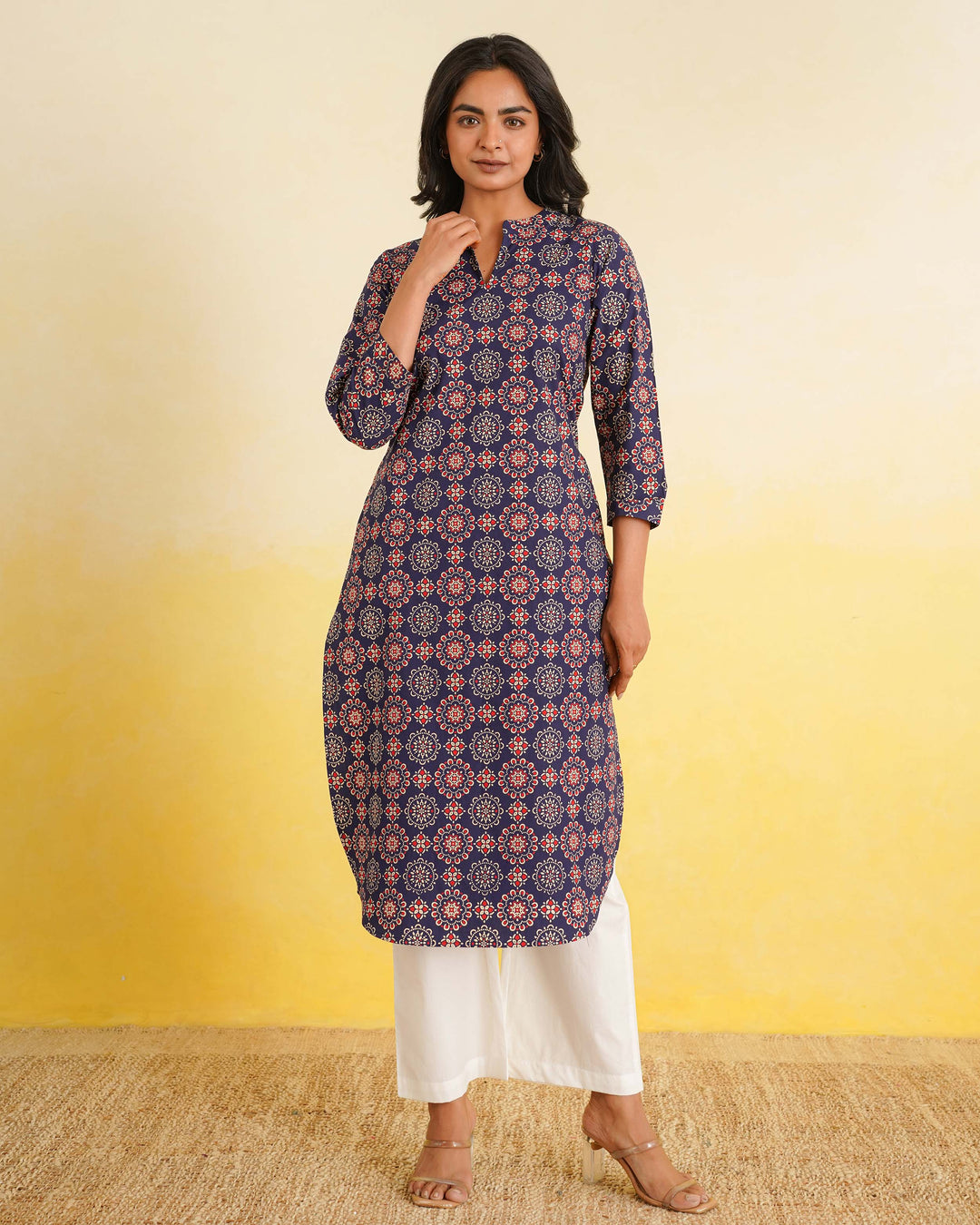 Navy Mandala Pure Cotton Poplin Kurta