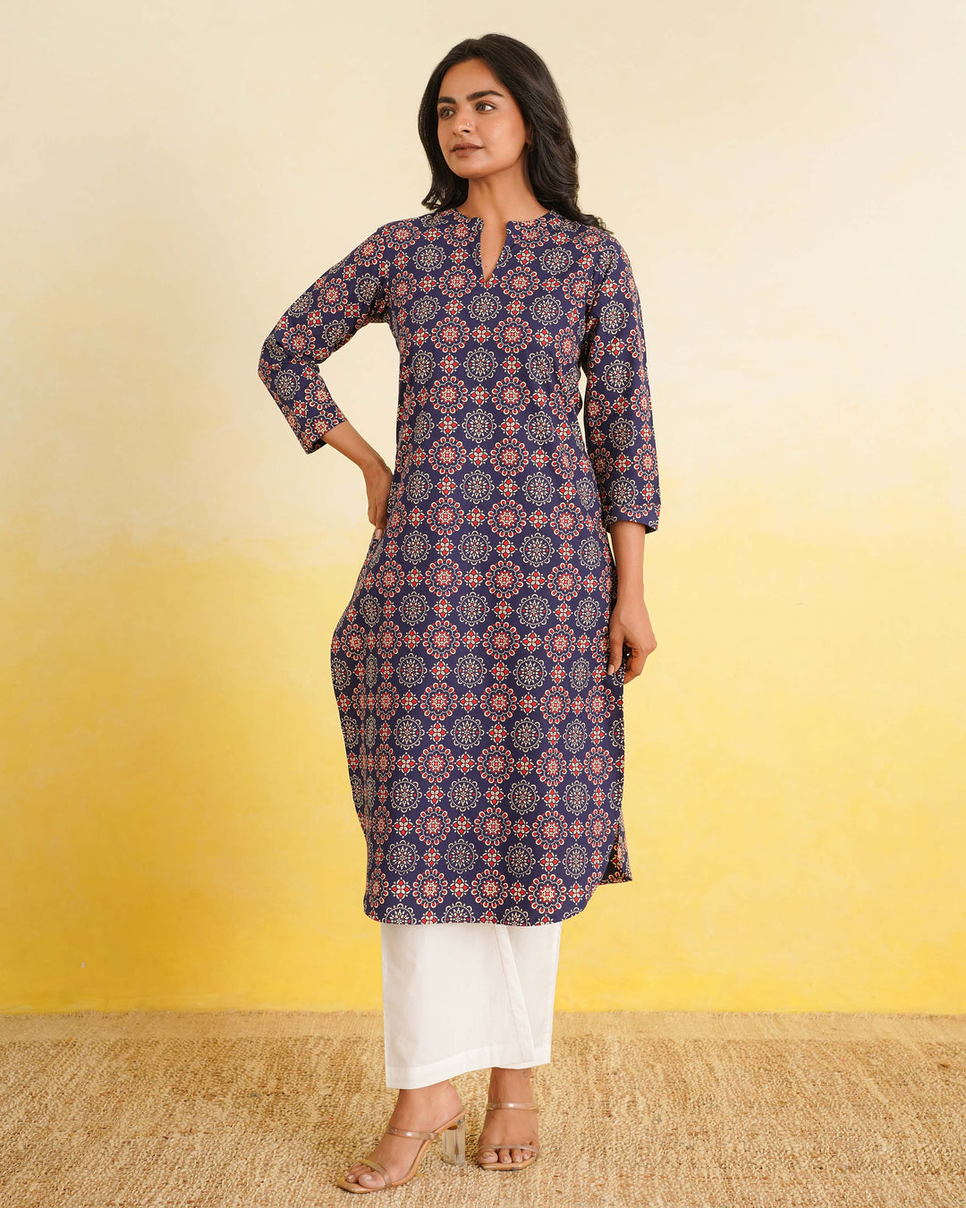 Navy Mandala Pure Cotton Poplin Kurta