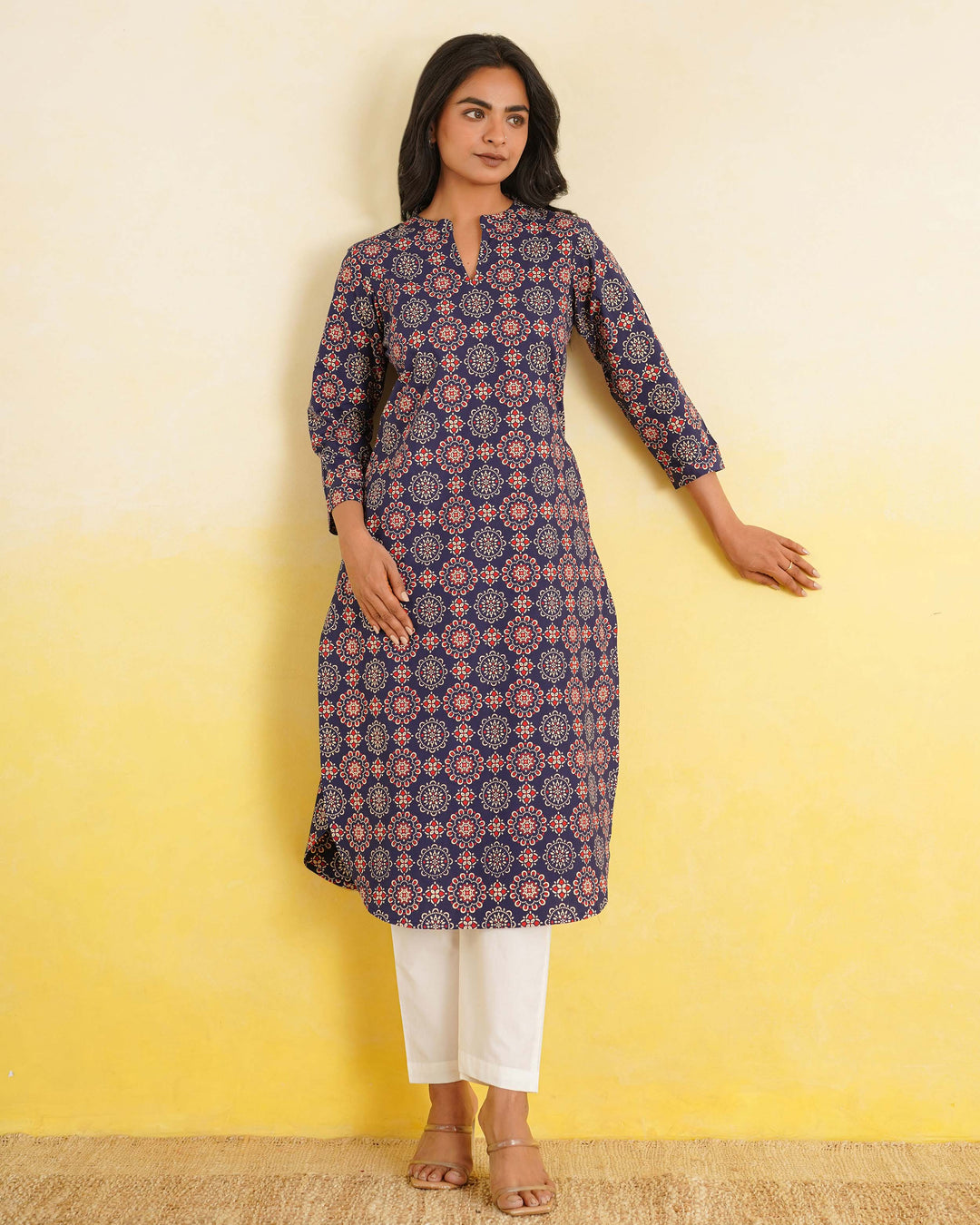 Navy Mandala Pure Cotton Poplin Kurta