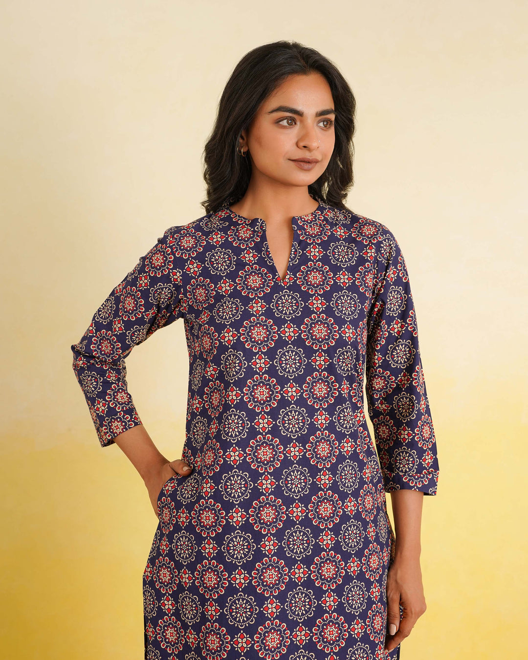 Navy Mandala Pure Cotton Poplin Kurta