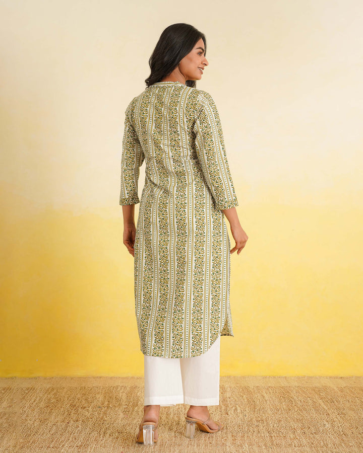 Forest Stripes Pure Cotton Poplin Kurta