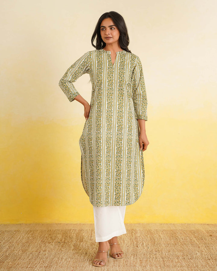 Forest Stripes Pure Cotton Poplin Kurta