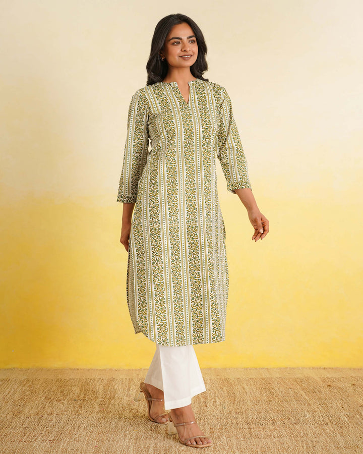 Forest Stripes Pure Cotton Poplin Kurta