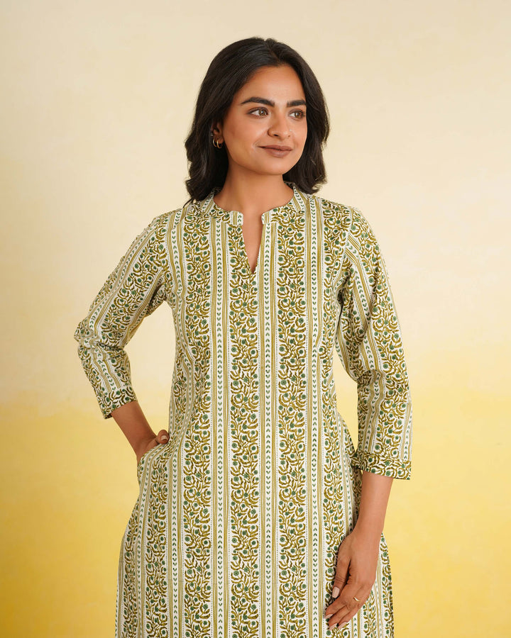 Forest Stripes Pure Cotton Poplin Kurta