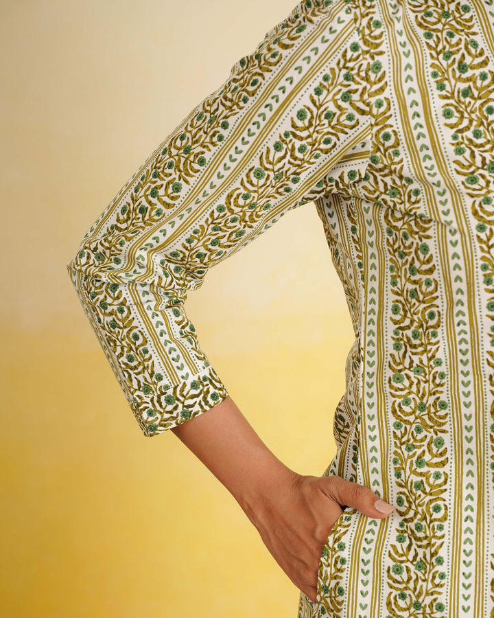 Forest Stripes Pure Cotton Poplin Kurta