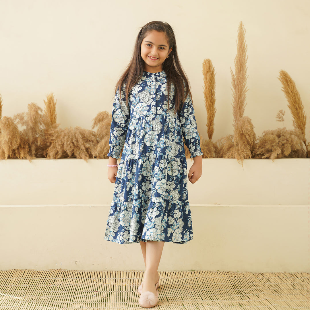 'Floral Breeze' Mom and Daughter Tiered Cotton Dresses