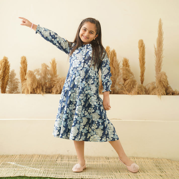 'Floral Breeze' Mom and Daughter Tiered Cotton Dresses