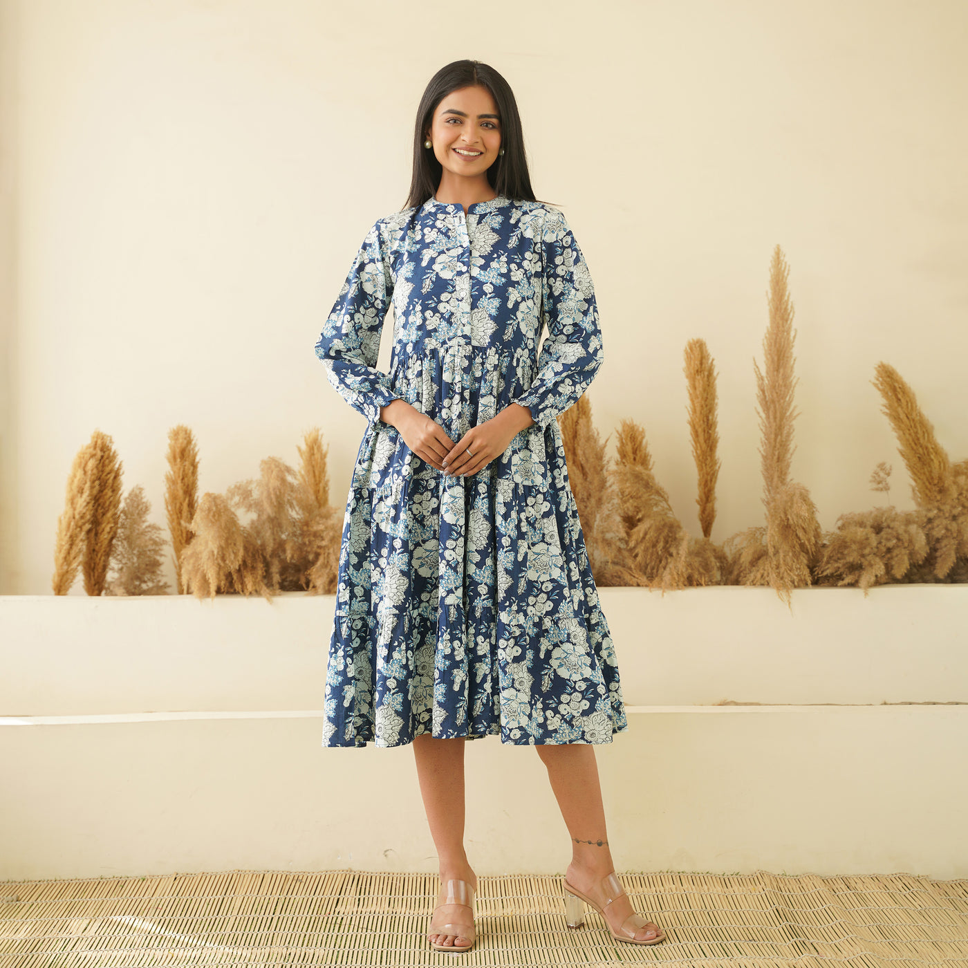 'Floral Breeze' Mom and Daughter Tiered Cotton Dresses