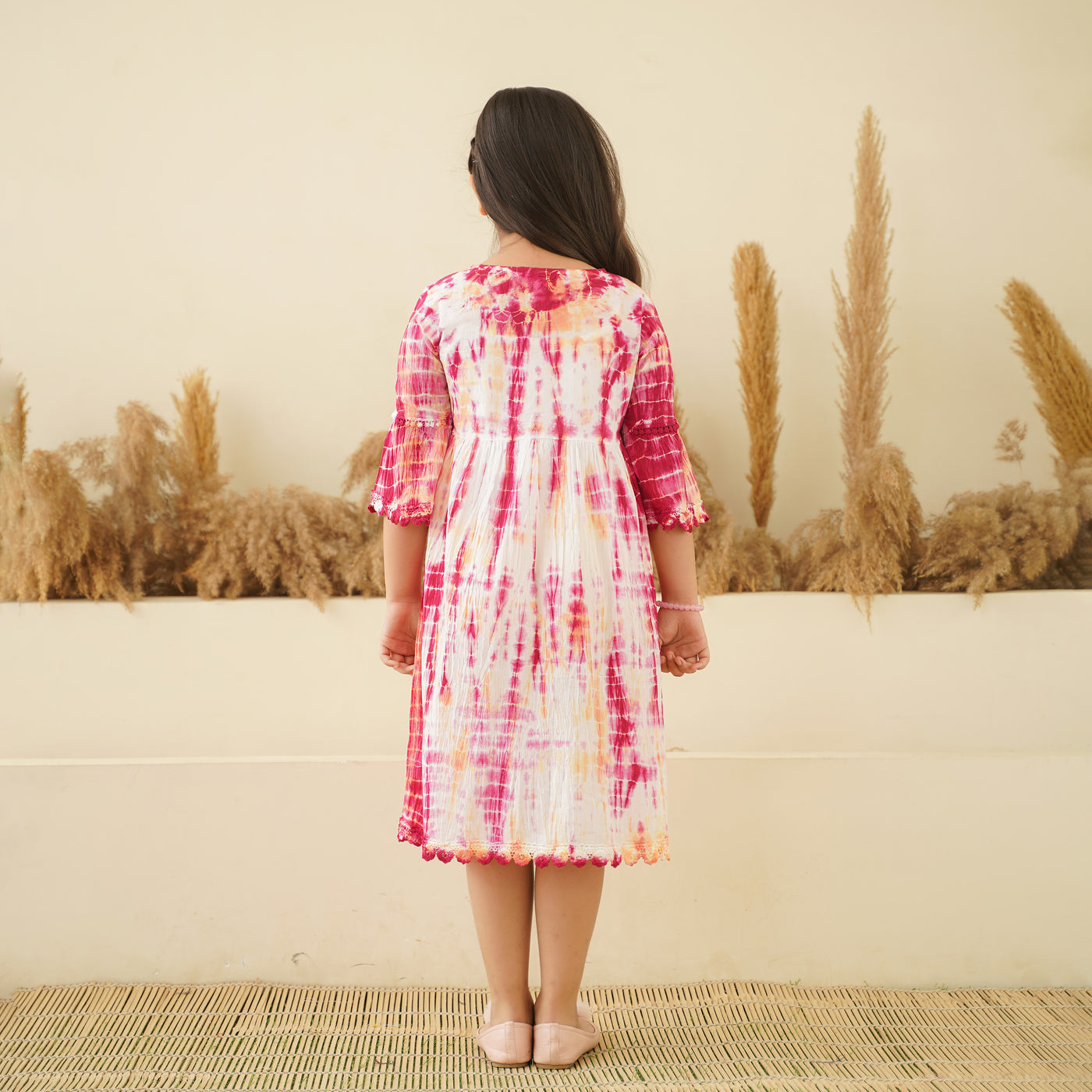 Pink Radiance Tie-Dye Mom and Daughter Cotton Dresses