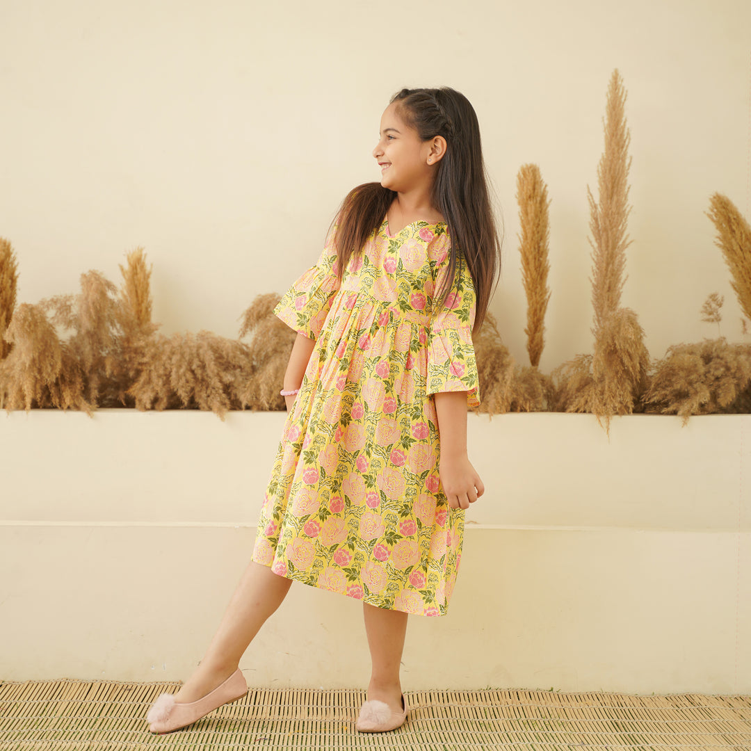 Pastel Yellow Girl's Cotton Dress