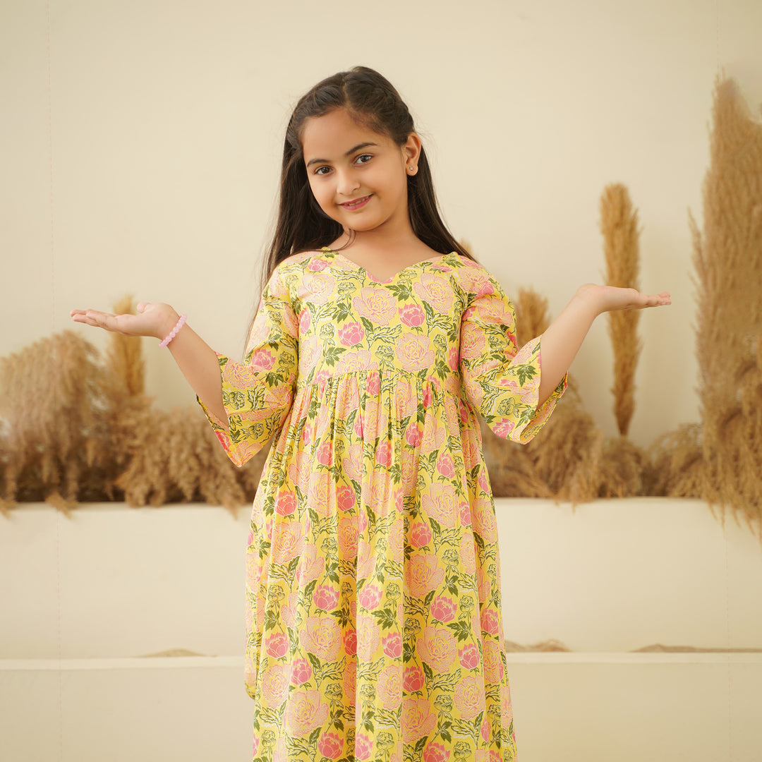 Pastel Yellow Girl's Cotton Dress